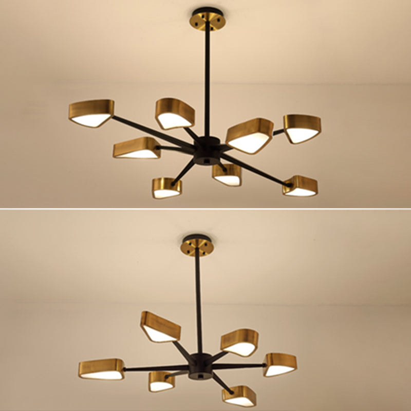 Lampadario a sospensione del metallo post-moderno lampadario triangolare a soffitto in oro per soggiorno