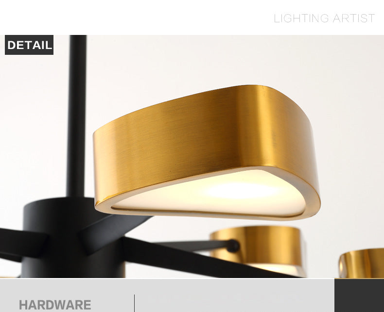 Lampadario a sospensione del metallo post-moderno lampadario triangolare a soffitto in oro per soggiorno
