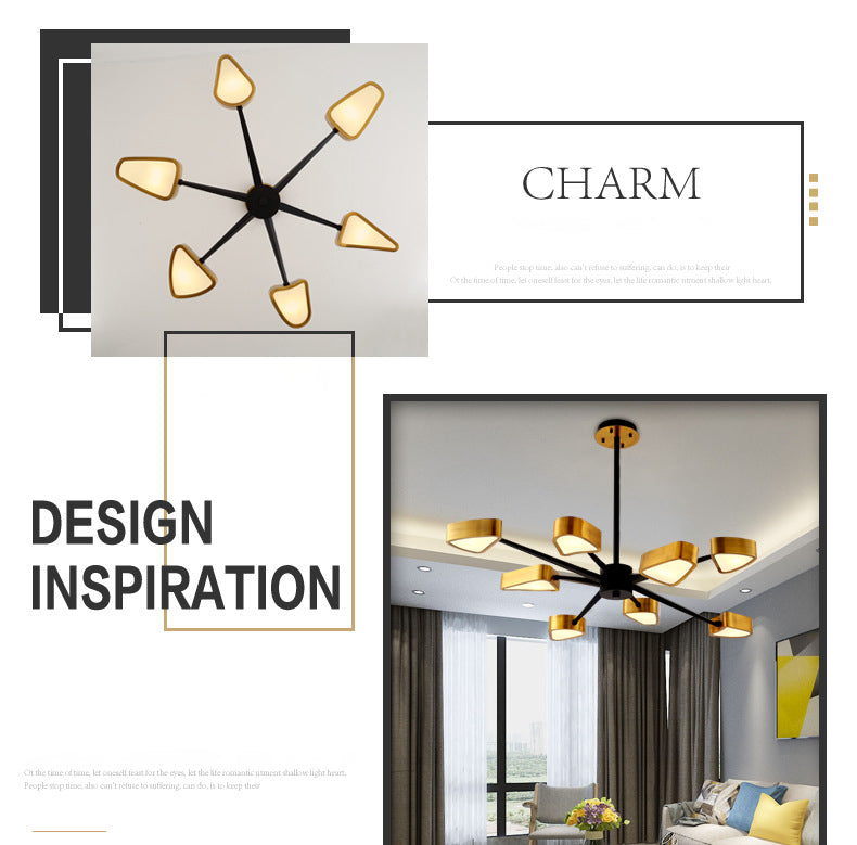 Post-Modern Metal Hanging Chandelier Light Triangular Ceiling Chandelier in Gold for Living Room