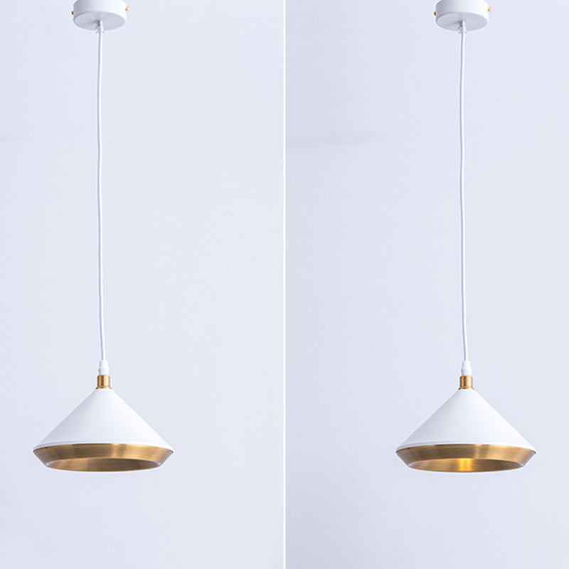 Modern Style Cone Metal Shade Hanging Light Single Bulb Mini Suspension Lamp for Bedroom