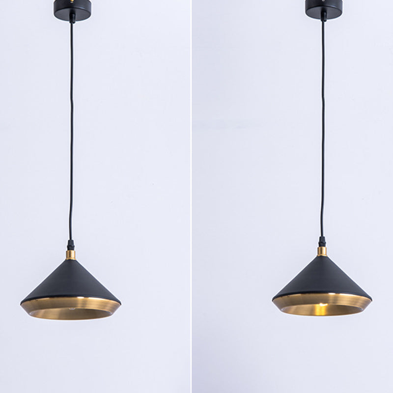 Modern Style Cone Metal Shade Hanging Light Single Bulb Mini Suspension Lamp for Bedroom