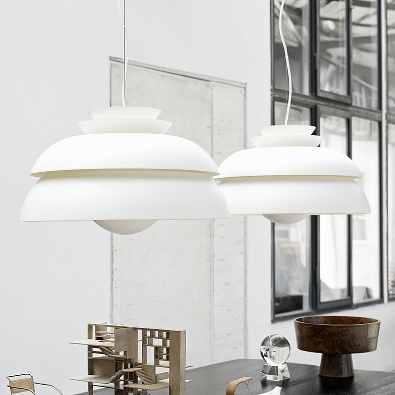 Diseño de capas Minimalismo Minimalismo Minimalismo Lámpara colgante de aluminio Aleación de una sola bombilla Café Luz decorativa en blanco puro