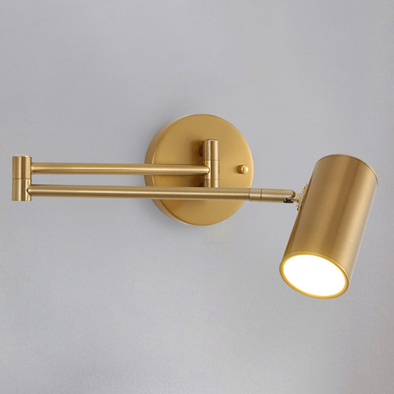 Post moderna estilo de pared de metal cilíndrica de estilo moderno con el brazo oscilante de la luz de la cama de la cama del brazo de la cabecera.