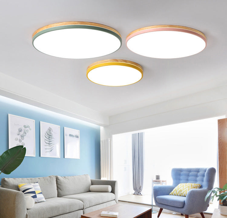 Ultrathin Round Hallway Flush Light Fixture Acrylic LED Macaron Ceiling Mounted Lamp