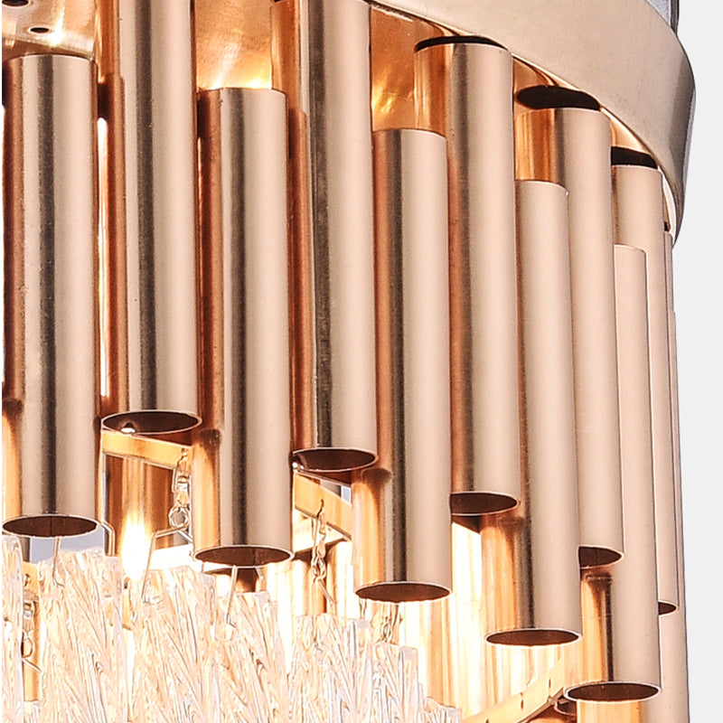 Rohrdecke Lüfter Licht Modernes Kristallgold LED -LED -LED -Licht mit Fernbedienung/Frequenzumwandlung für Wohnzimmer