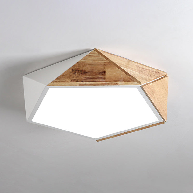 Pentagonal Flush Mount Plafond Lamp Macaron Metaal en hout slaapkamer LED Flush Light