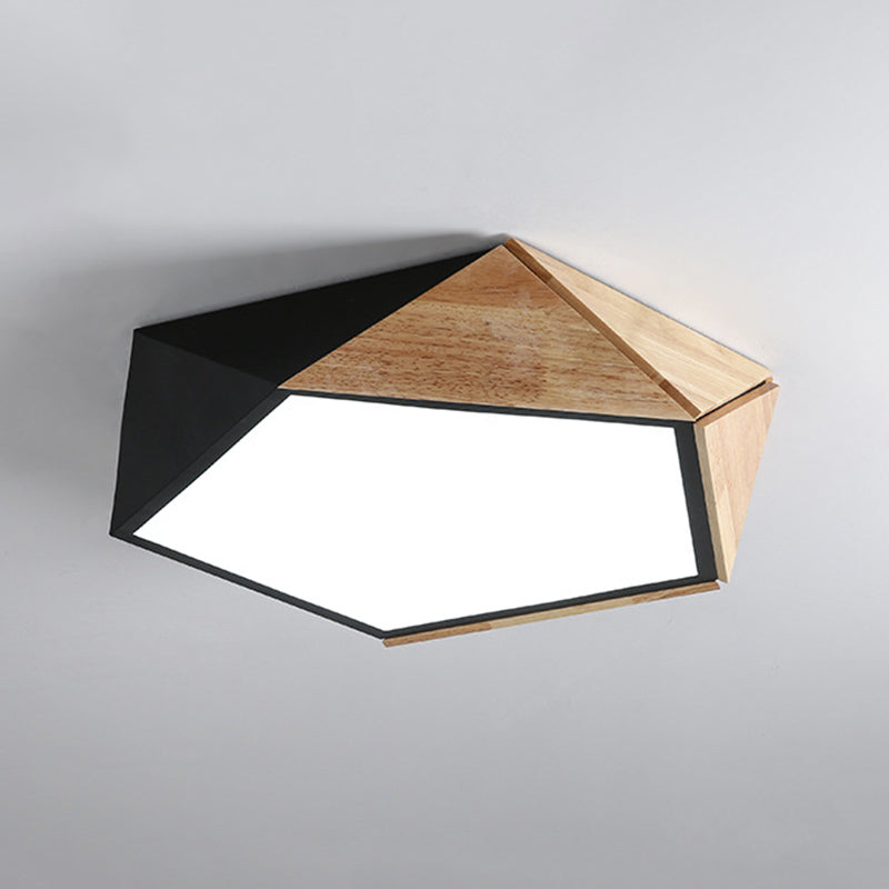Pentagonal Flush Mount Plafond Lamp Macaron Metaal en hout slaapkamer LED Flush Light