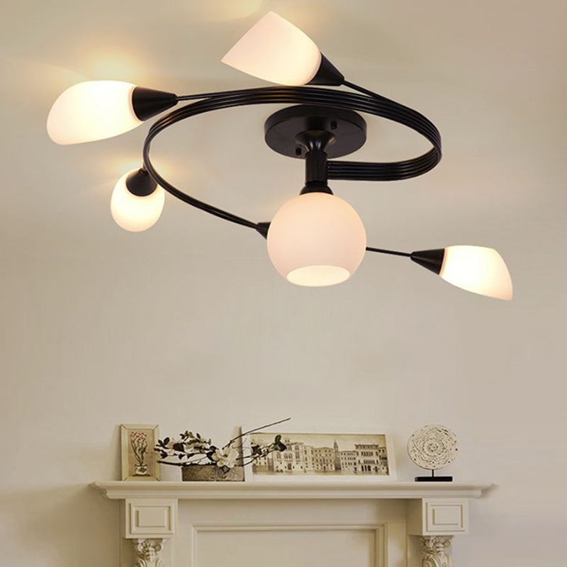 American Pastoral Style Semi Flush Mount Light Fixture Special Shape Ceiling Flush Mount for Living Room