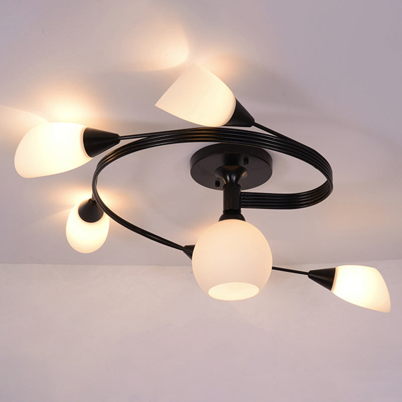 American Pastoral Style Semi Flush Mount Light Fixture Special Shape Ceiling Flush Mount for Living Room