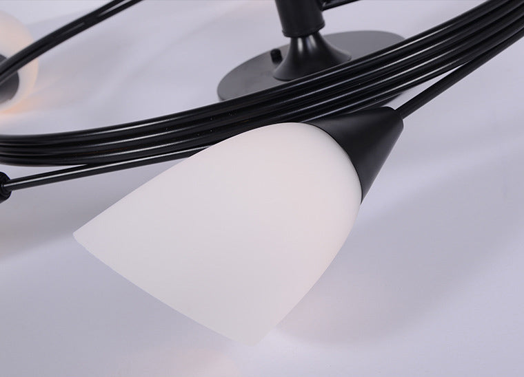 American Pastoral Style Semi Flush Mount Light Fixture Special Shape Ceiling Flush Mount for Living Room