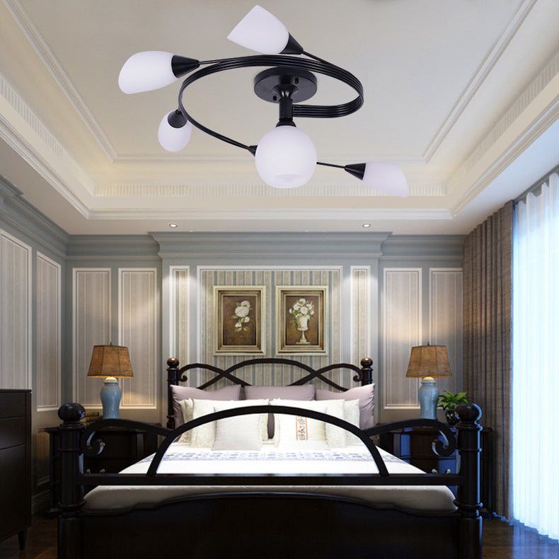 American Pastoral Style Semi Flush Mount Light Fixture Special Shape Ceiling Flush Mount for Living Room