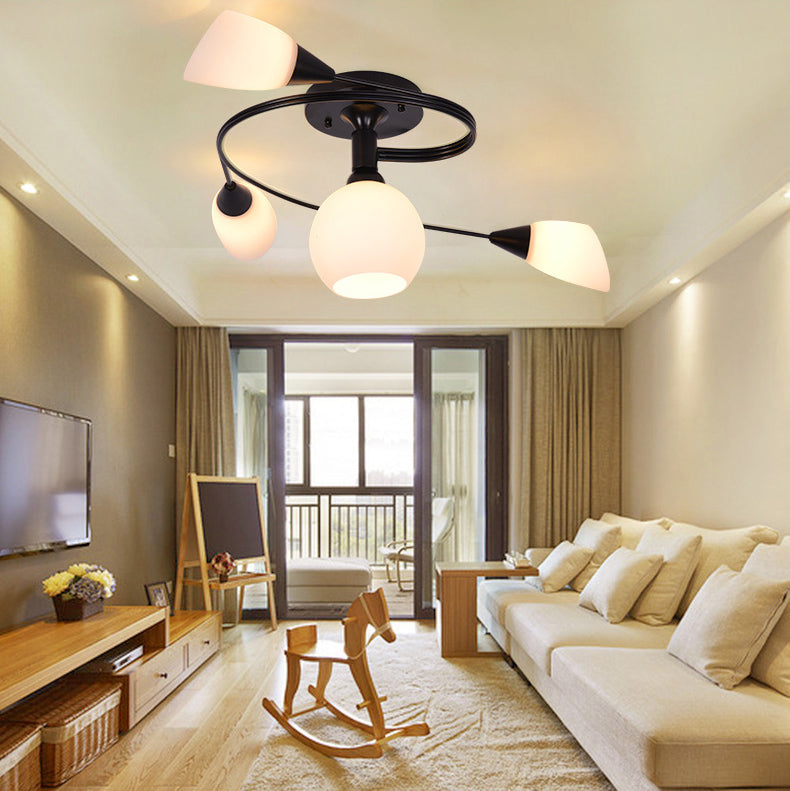 American Pastoral Style Semi Flush Mount Light Fixture Special Shape Ceiling Flush Mount for Living Room