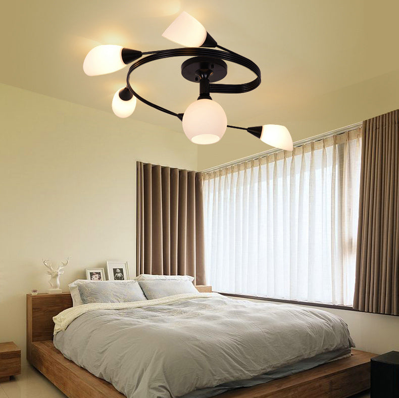 American Pastoral Style Semi Flush Mount Light Fixture Special Shape Ceiling Flush Mount for Living Room