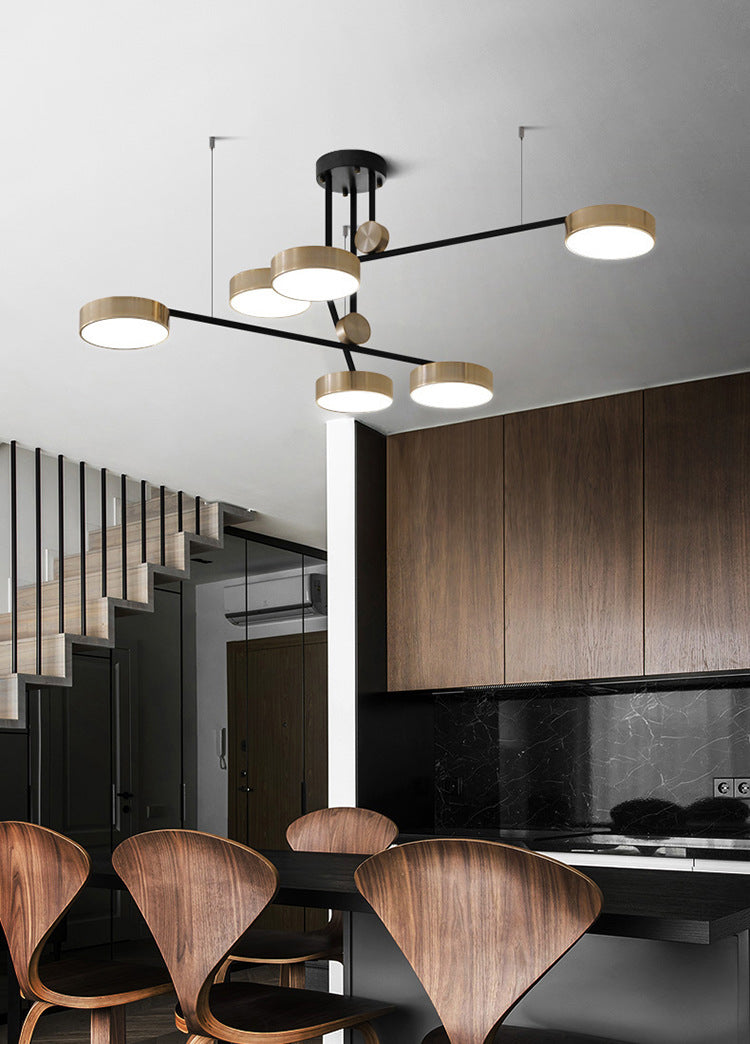 Gold Metall Pendelleuchte Licht aus der Mitte des Jahrhunderts modern