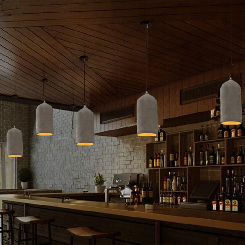 Restaurant de cylindre suspension suspendue ciment moderne pendant plafond lumière en gris