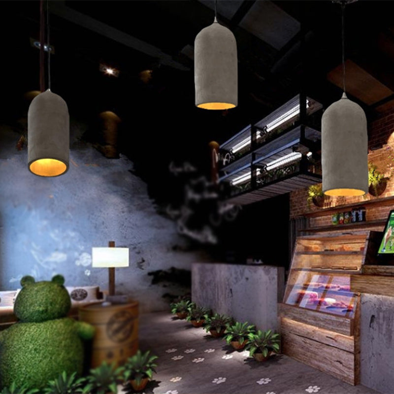 Restaurant de cylindre suspension suspendue ciment moderne pendant plafond lumière en gris