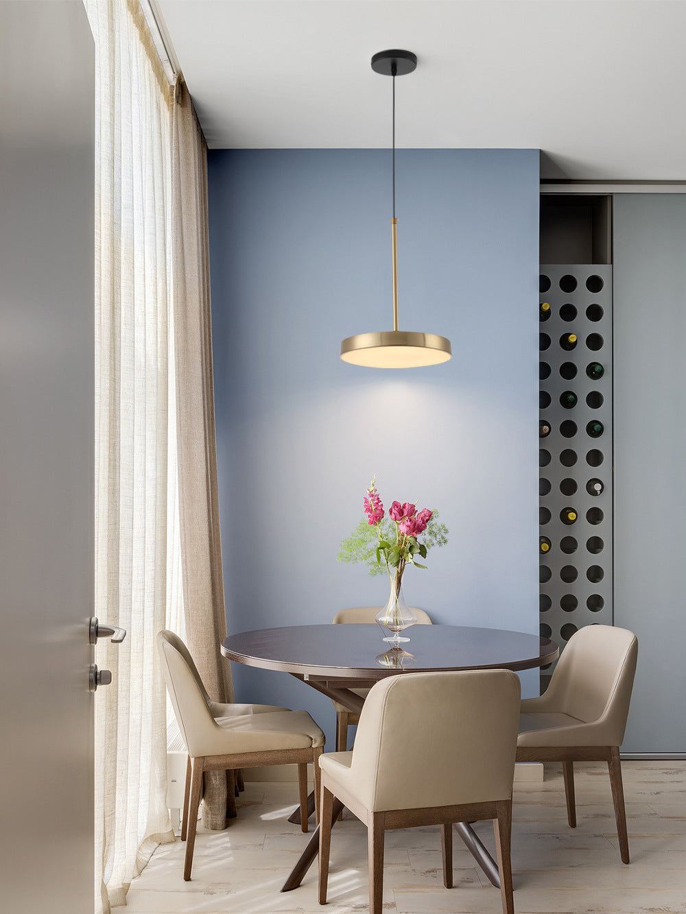 Nordic Simple Hanging Ceiling Light Circular Metal LED Hanging Light Fixtures for Restaurant