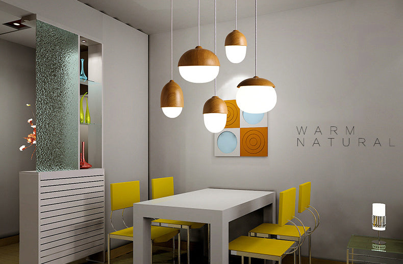1 luces colgantes de forma especial ligera nueces creativas mini lámpara colgante en sombra de vidrio