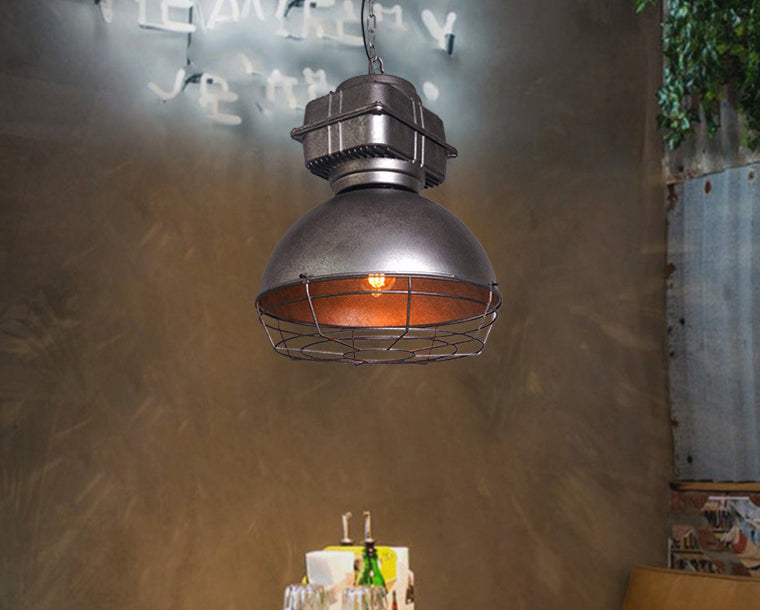 Retro mijnlicht lichtvormige metalen verlichting armatuur 16 "brede industriële stijl enkele lamp suspensielamp met verstelbare hangende ketting