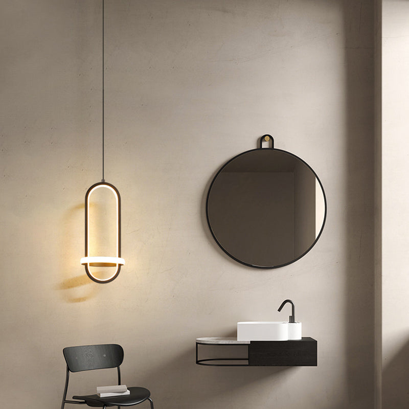 Oval Aluminium Ceiling Pendant 47"Suspension Wire Ceiling Pendant Light for Bedside