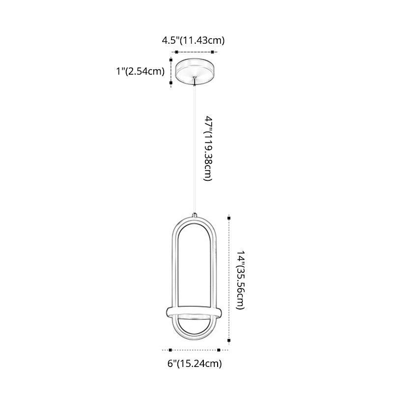 Oval Aluminium Ceiling Pendant 47"Suspension Wire Ceiling Pendant Light for Bedside