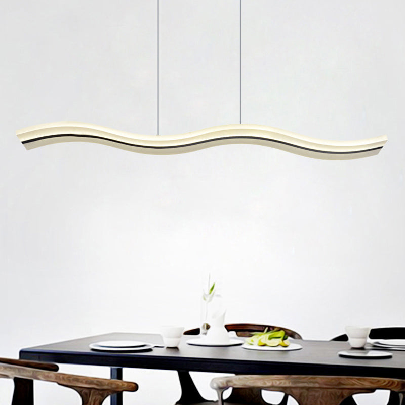 39.3" Length Wave Shaped LED Island Light Nordic Simplicity Style Long Strip Acrylic Lighting Fixture for Kitchen Bar