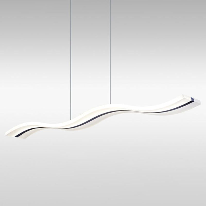 39.3" Length Wave Shaped LED Island Light Nordic Simplicity Style Long Strip Acrylic Lighting Fixture for Kitchen Bar