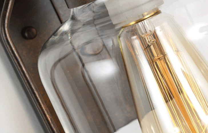 Vintage Industrieflasche Wandmontage Lichter Glas Flush Mount Montage Wandleuchte für Cafésgeschäft