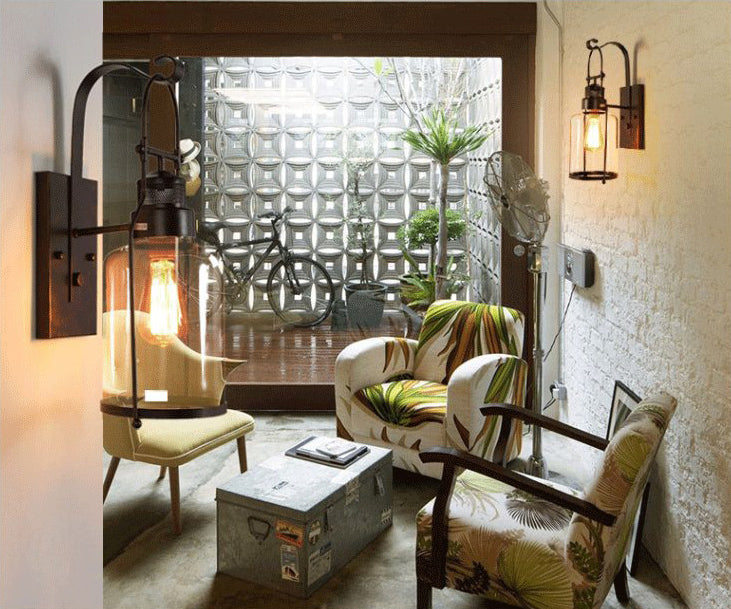 Vintage Industrieflasche Wandmontage Lichter Glas Flush Mount Montage Wandleuchte für Cafésgeschäft