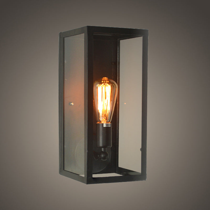 Iluminación de pared de vidrio transparente de pared rectangular industrial vintage para cafetera para cafetería