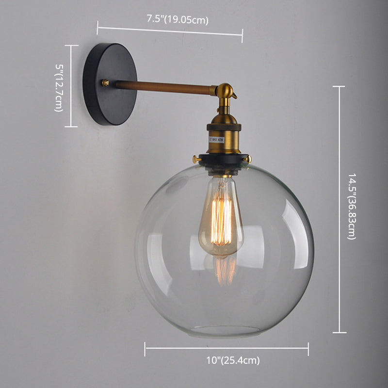 Industrial Style Spherical Wall Mounted Lights Glass Flush Mount Wall Sconce for Restaurant