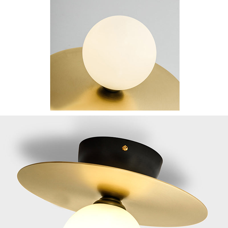 Altezza da 9 pollici in metallo rotondo Punzione murale Sconce Post-Moderna Bianco in vetro bianco Mini Mini Mini Luce da parete