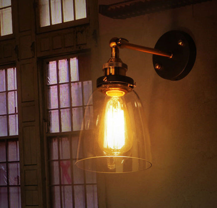 Lightpide a parete geometrica industriale vintage Lampada montata a parete per vetro per il letto