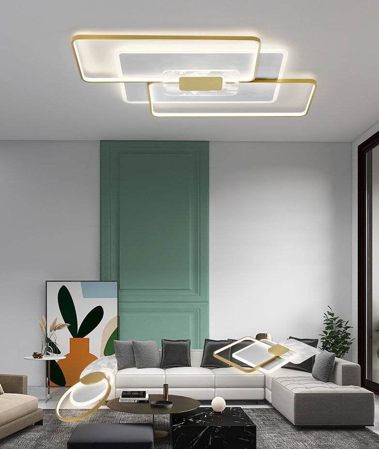 Overlapping Ceiling Fixture Simple Acrylic Gold LED Flush Mount Lighting for Living Room