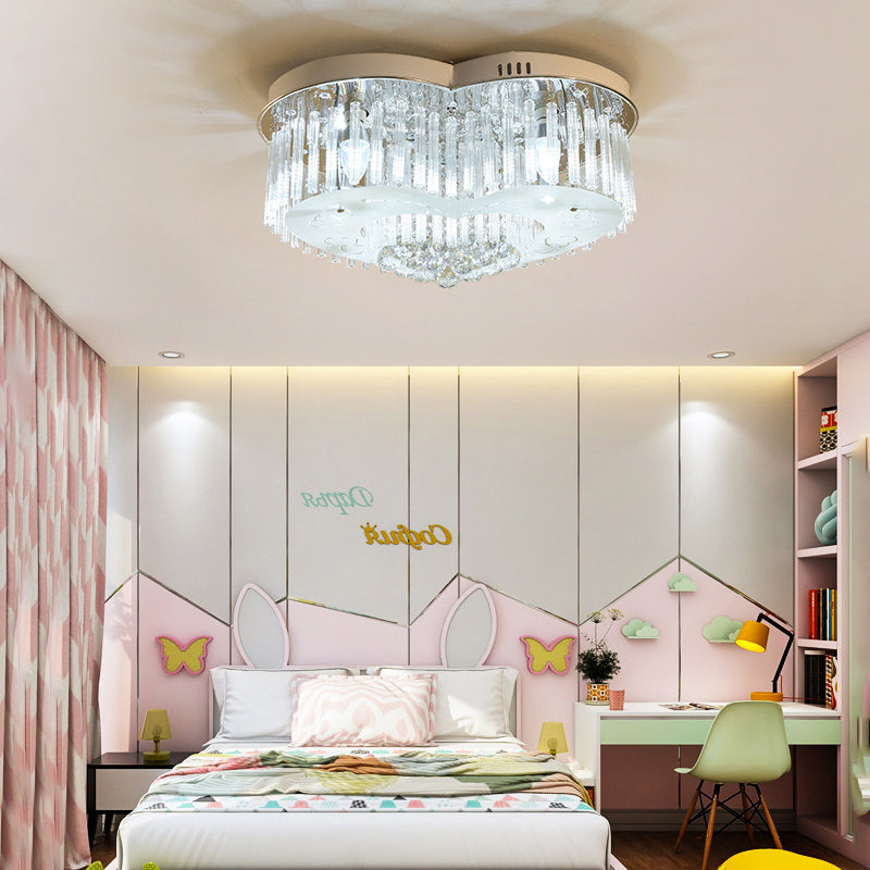 Heart Flushmount Modernist K9 Crystal 18 "/23,5" brede LED zilveren plafondlamp voor slaapkamer