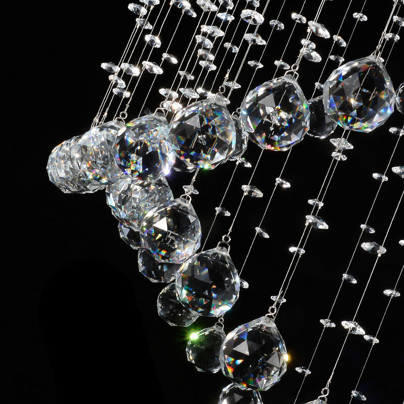 Nikkel spiraalvormige inbouwlamp, eigentijds 5-lichts kristallen plafondgemonteerd armatuur