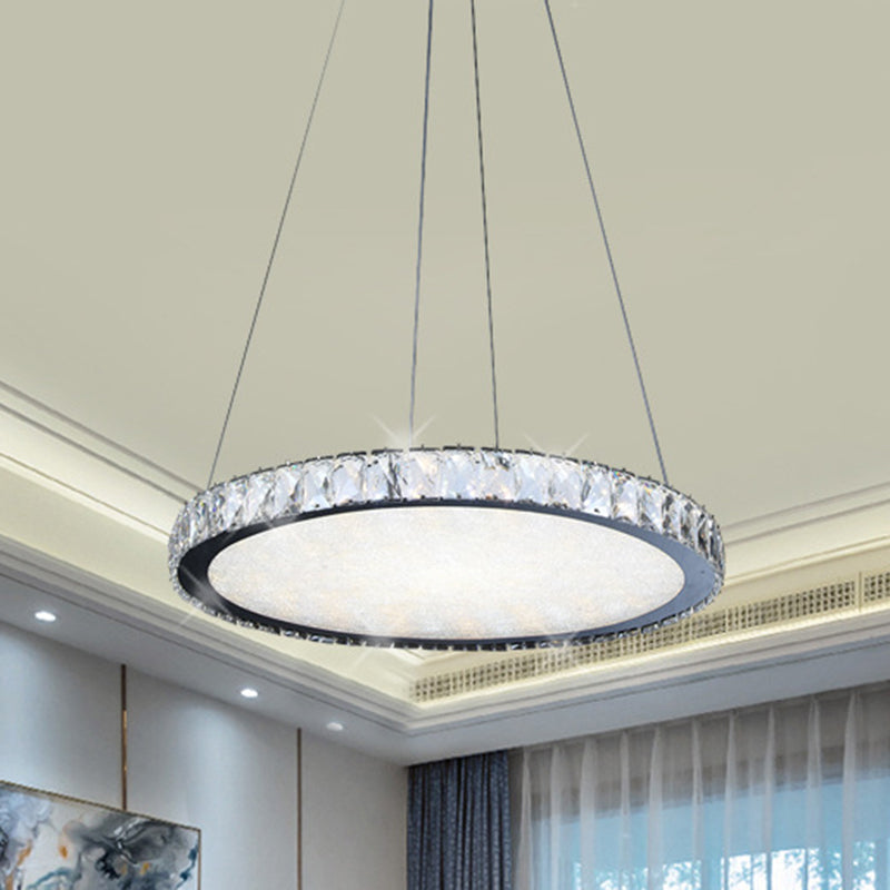 Accesorio de iluminación de araña redonda de cristal LED contemporáneo de níquel LED Luz de techo