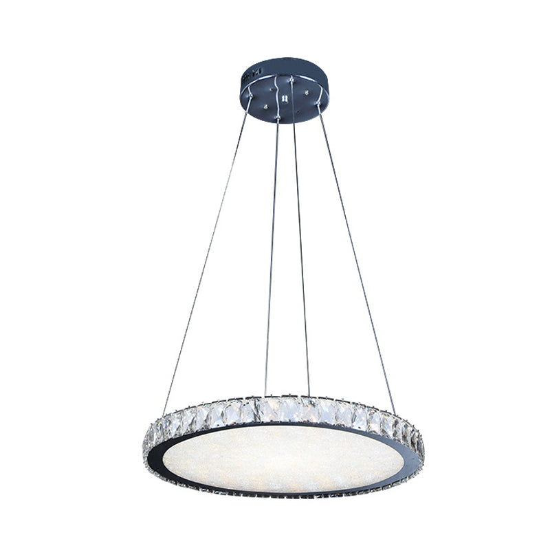 Kristal ronde kroonluchter verlichting armatuur eigentijdse led nikkel hanger plafondlicht