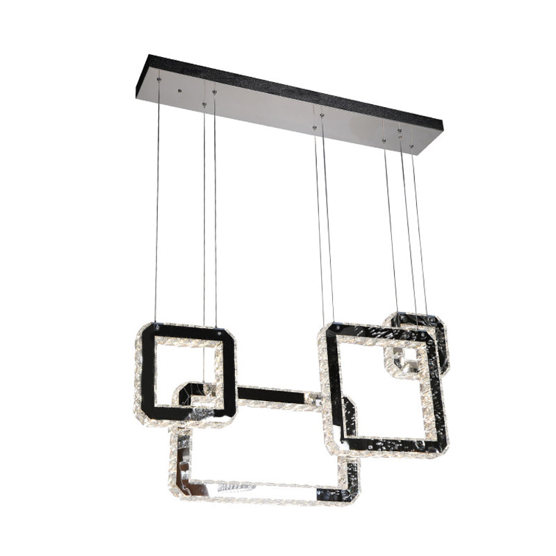 Square Crystal Cluster Pendelleuchte minimalistische LED schwarze Hanglampe Kit für Living ROM