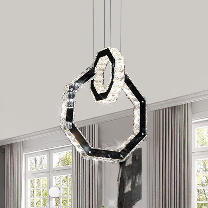 Luz de la lámpara de cristal de polígono LED Minimalista LED Black Colgante de iluminación de iluminación