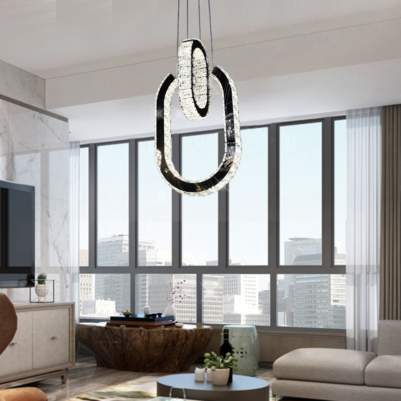 Ovaal gevormde kroonluchter lichtarmatuur LED Minimalistische hangende lampkit in zwart