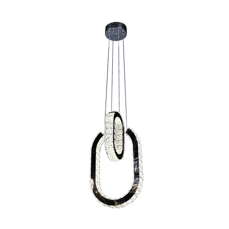 Ovaal gevormde kroonluchter lichtarmatuur LED Minimalistische hangende lampkit in zwart