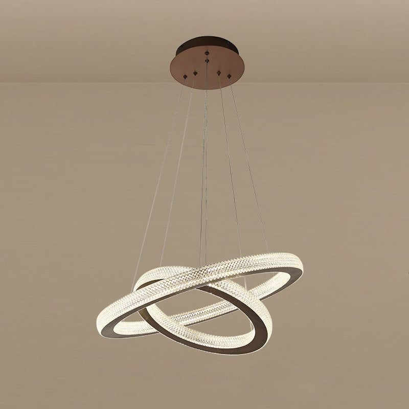 Lámpara de lámpara de círculo cruzado de Crystal Café LED Minimalista Kit de luz colgante en luz cálida/blanca