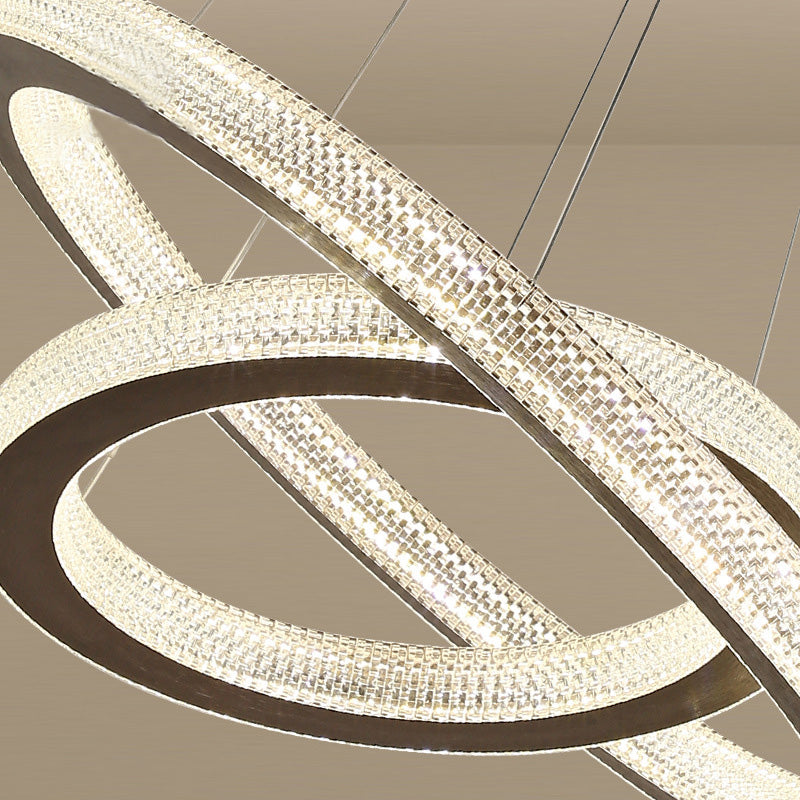 Kristallkreuzkreis Kronleuchter Lampe minimalistische LED -Kaffee hängende Lichtkit in warmem/weißem Licht