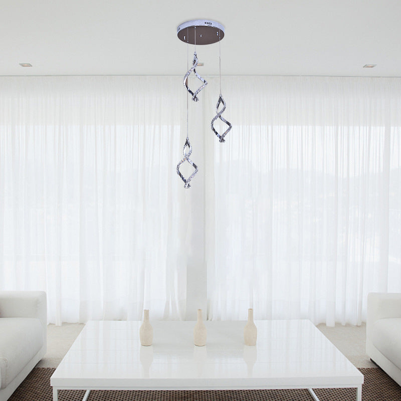 Colgante de clúster en forma de níquel Estilo moderno 3 luces 3 luces de cristal iluminación con luz cálida/blanca