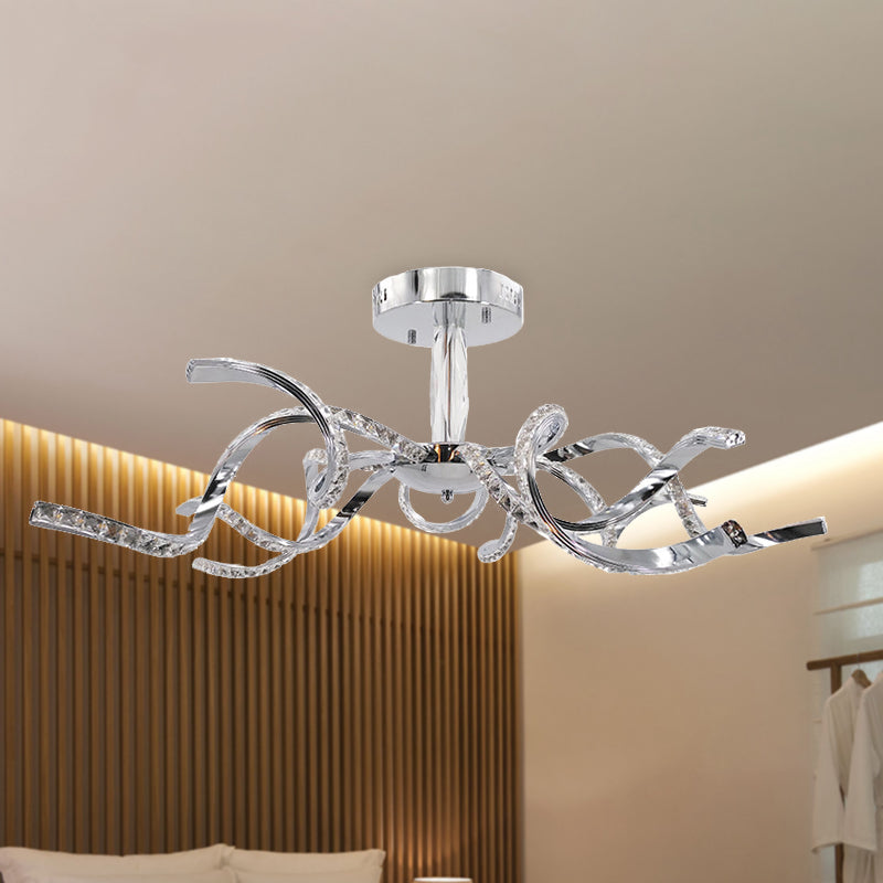 Twist cristallo semifulto illuminazione minimalista a 10 luci lampada a soffitto cromata in luce bianca/naturale