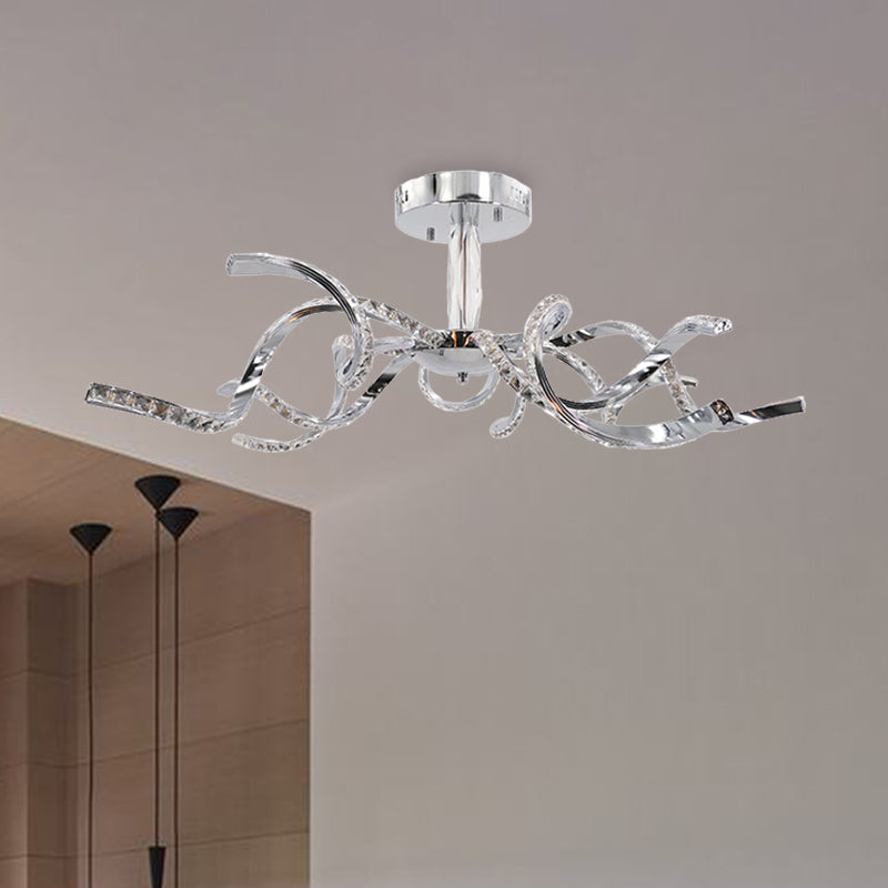 Twist cristallo semifulto illuminazione minimalista a 10 luci lampada a soffitto cromata in luce bianca/naturale