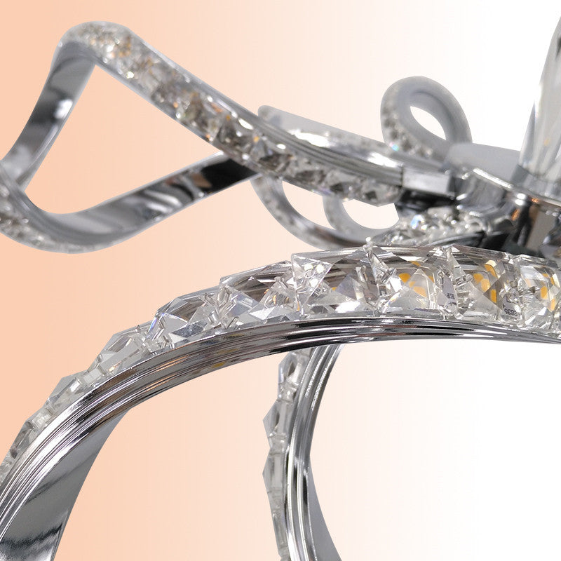 Twist cristallo semifulto illuminazione minimalista a 10 luci lampada a soffitto cromata in luce bianca/naturale