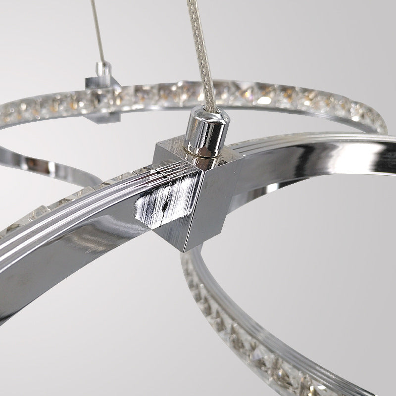 Twist Dining Room Deckenkraut Kristall LED Einfacher Suspension Anhänger in Chrom, warm/weißes Licht