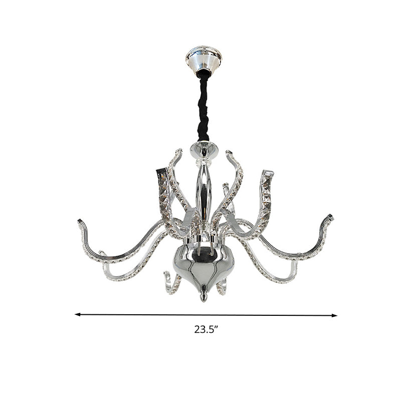 Radikaler Kronleuchter Licht Minimalistischer KristalllED -Chromdecke Anhänger Licht in warmem/weißem Licht